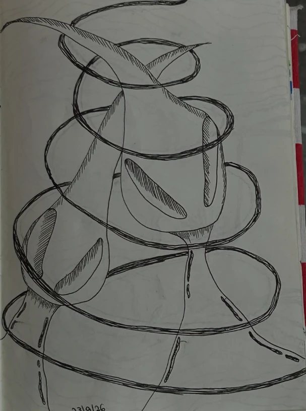 Dibujo en tinta de una espiral.